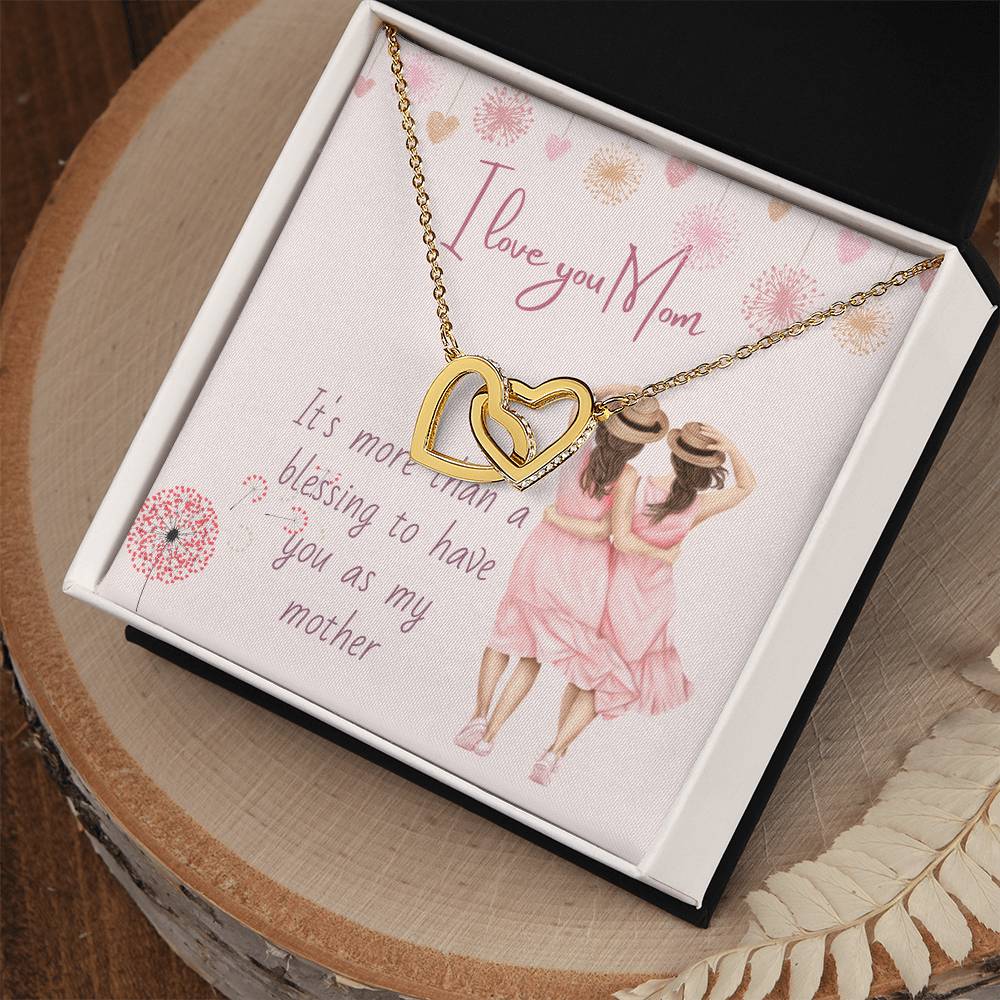 I Love You Mom Necklace Mom Necklace Mom Birthday Gift Mothers Necklace Gift Interlocking Hearts Necklace