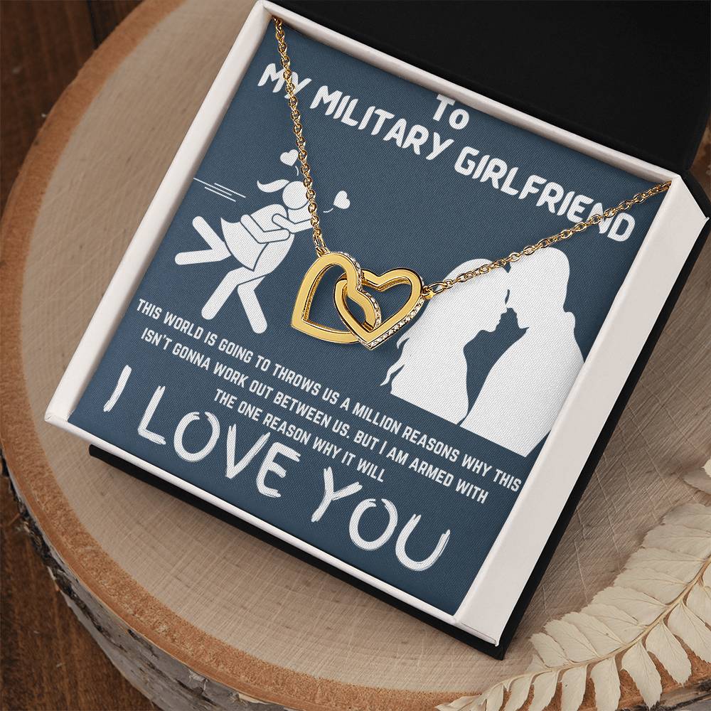 Gift For Military Girlfriend Interlocking Hearts Necklace
