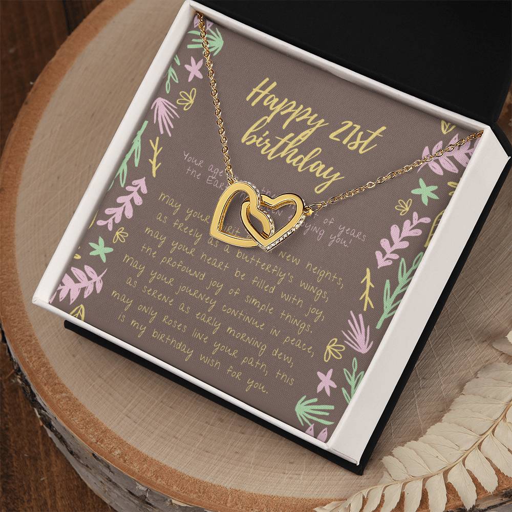 Happy 21St Birthday Necklace 21St Birthday Gift For Her 21St Birthday Gift For Women 21St Birthday Gift Necklace Happy 21St Birthday Friend 21St Birthday Gift 21 Interlocking Hearts Necklace