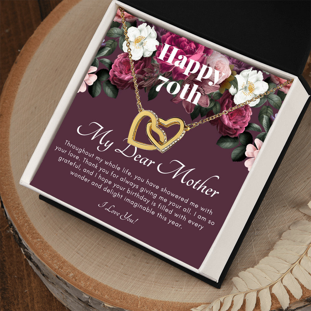 Mother'S 70Th Birthday Gift Gift For Mom On Her Birthday Gift For Mom From Daughter & Son Mom Necklace Best Mom Gift Message Card Interlocking Hearts Necklace