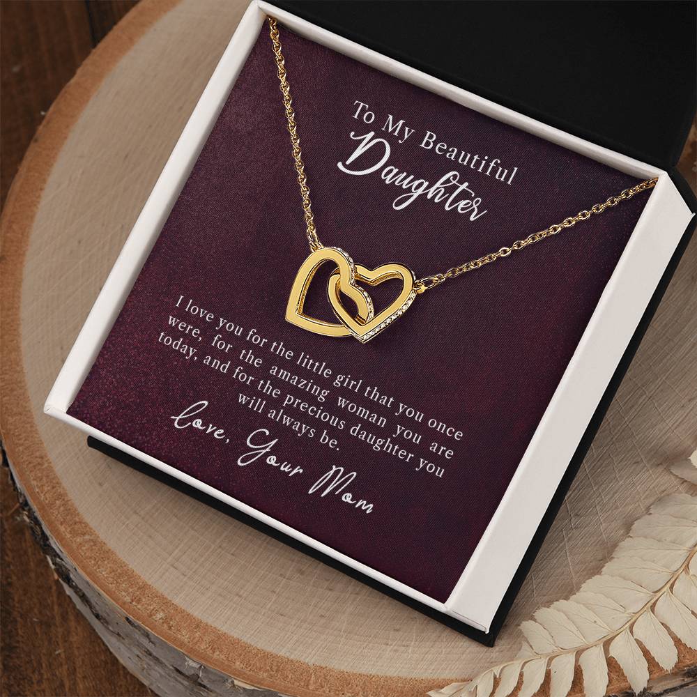 To My Daughter - Precious Daughter - Necklace Interlocking Hearts Necklace