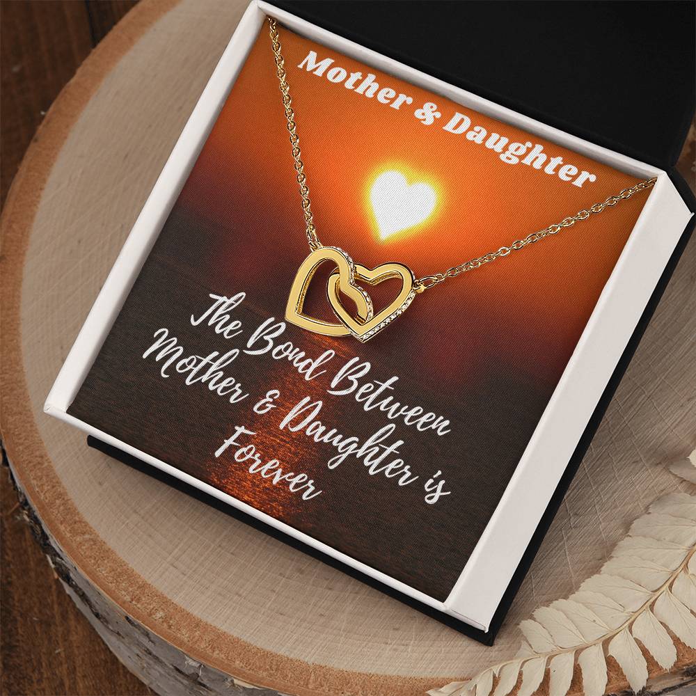 Mother & Daughter Necklace - The Bond Is Forever Interlocking Hearts Necklace