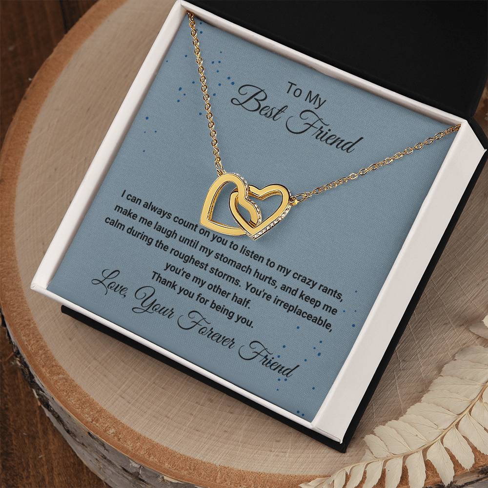 Best Friend Listening Necklace Interlocking Hearts Necklace