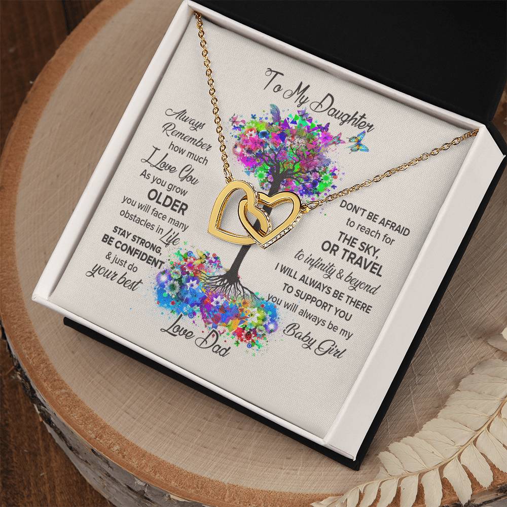 To My Daughter - Always Be My Baby Girl Interlocking Hearts Necklace