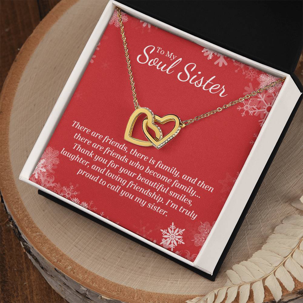 There Are Friends Who Become Family - Interlocking Hearts Necklace For Soul Sister