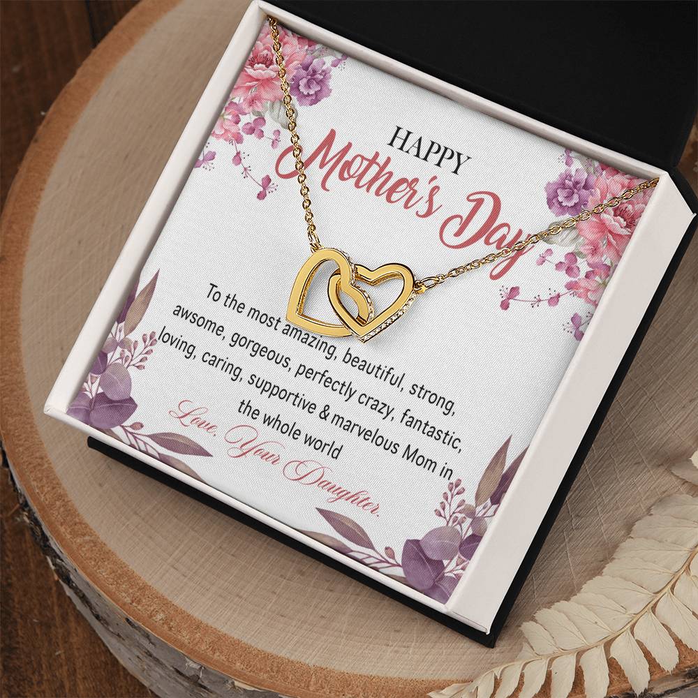 Interlocking Hearts Happy Mother'S Day To The Most Amazing Mom Interlocking Hearts Necklace