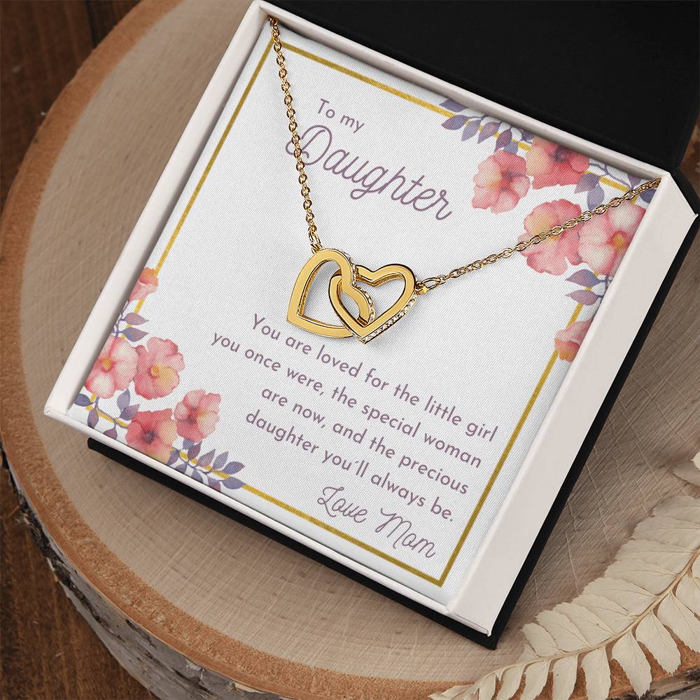 To My Daughter - You Are Loved Interlocking Hearts Necklace