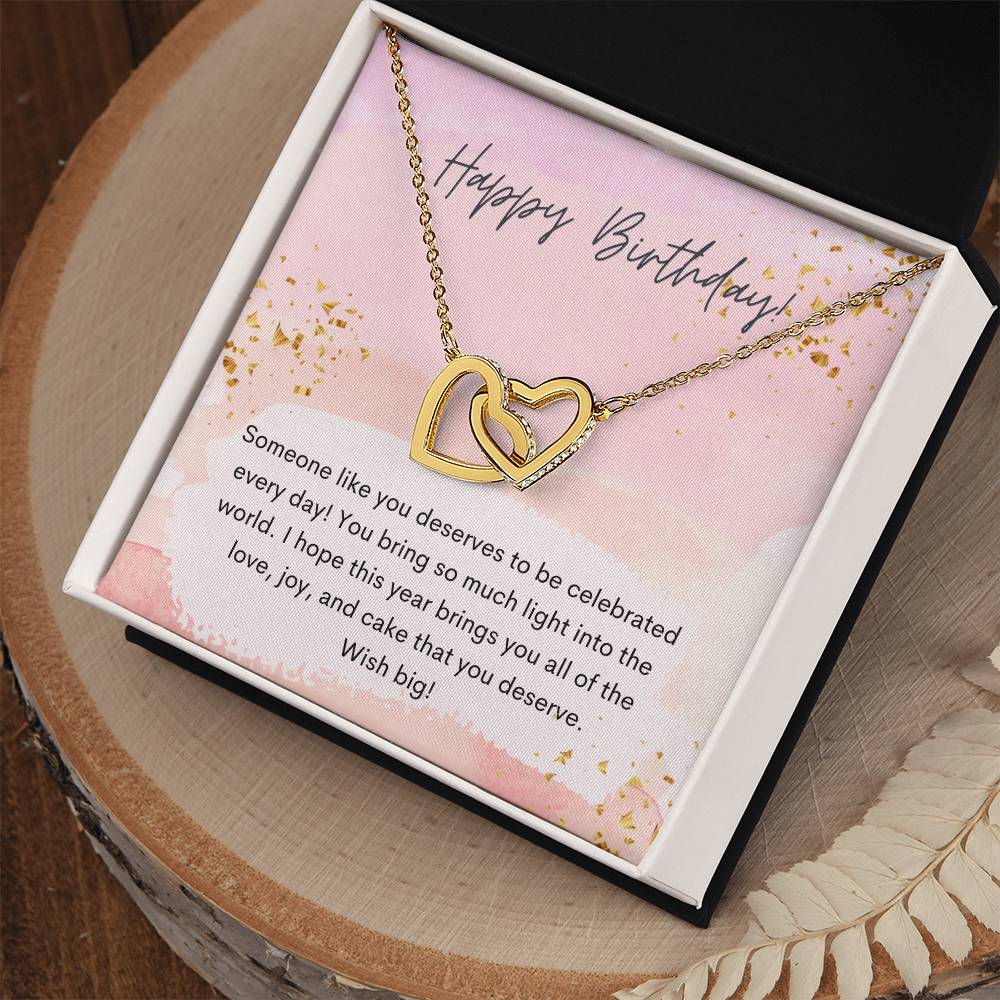 Happy Birthday Interlocking Hearts Necklace Pink Swatches