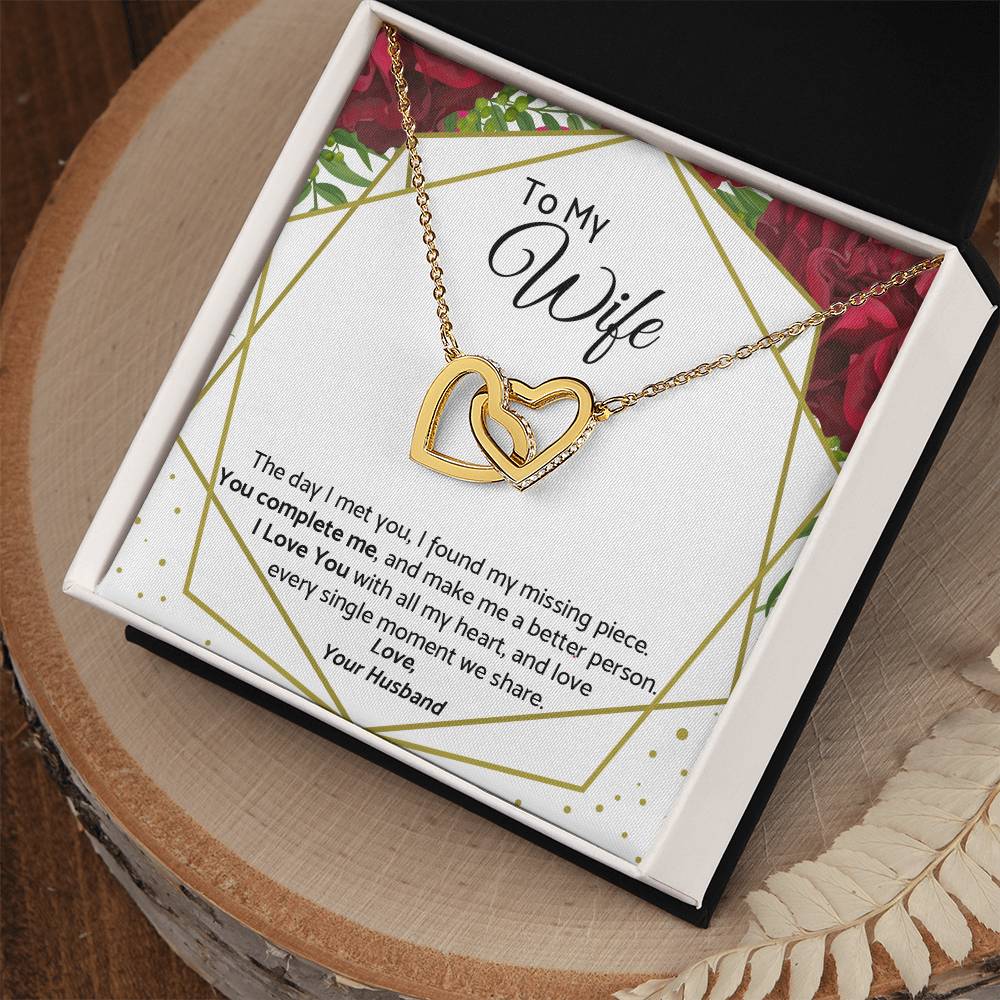 To My Wife - Premium Necklace Interlocking Hearts Necklace