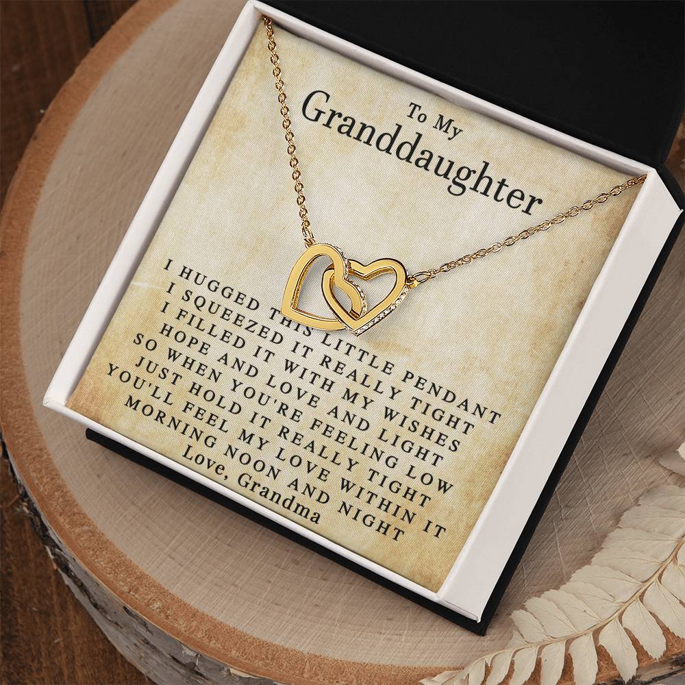 To My Granddaughter Love Grandma Interlocked Heart Necklace Interlocking Hearts Necklace