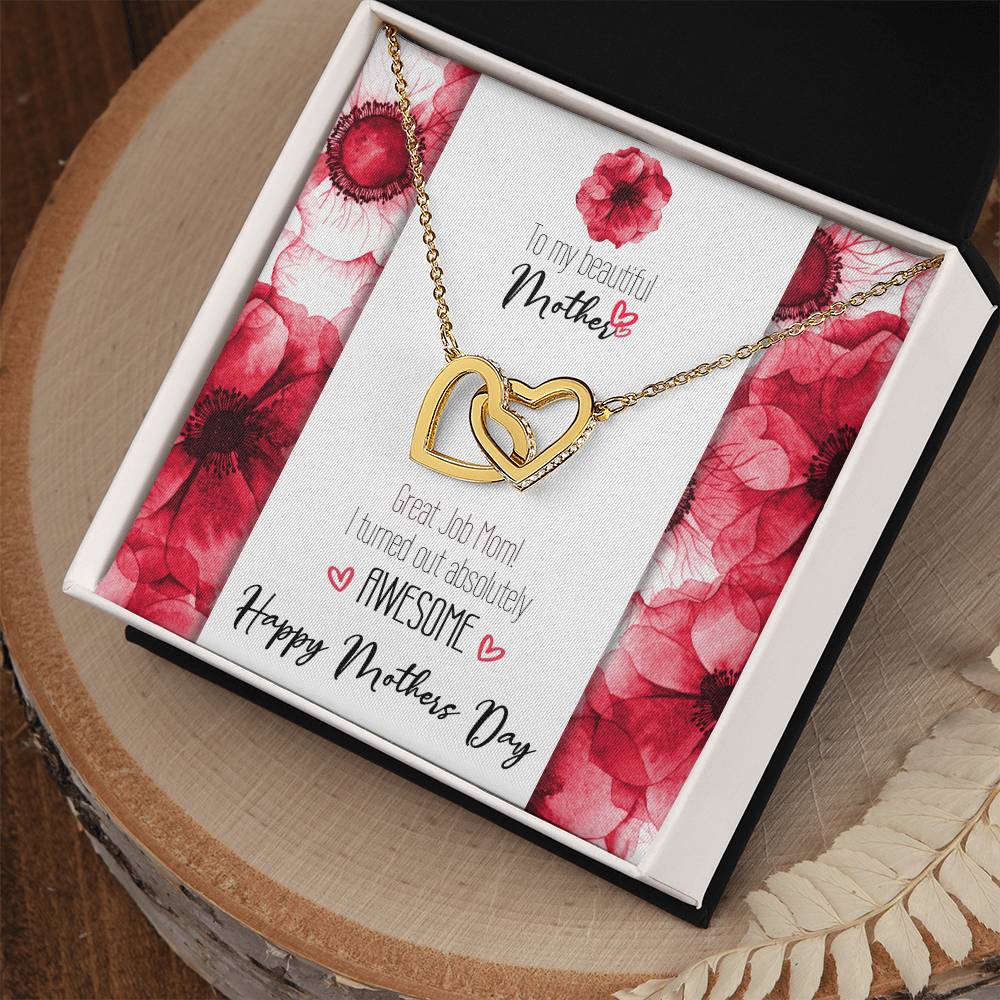 Great Job Mom Linked Hearts Mothers Day Necklace Interlocking Hearts Necklace