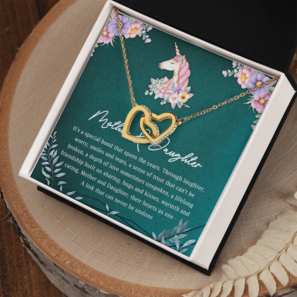 Mother And Daughter Their Hearts As One Interlocking Hearts Necklace Mother'S Day Message Card