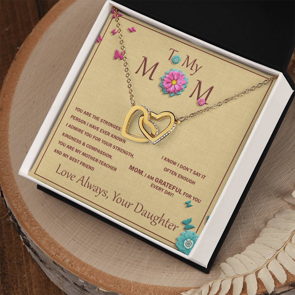 Interlocking Heart Necklace For Mother With Message Card Interlocking Hearts Necklace