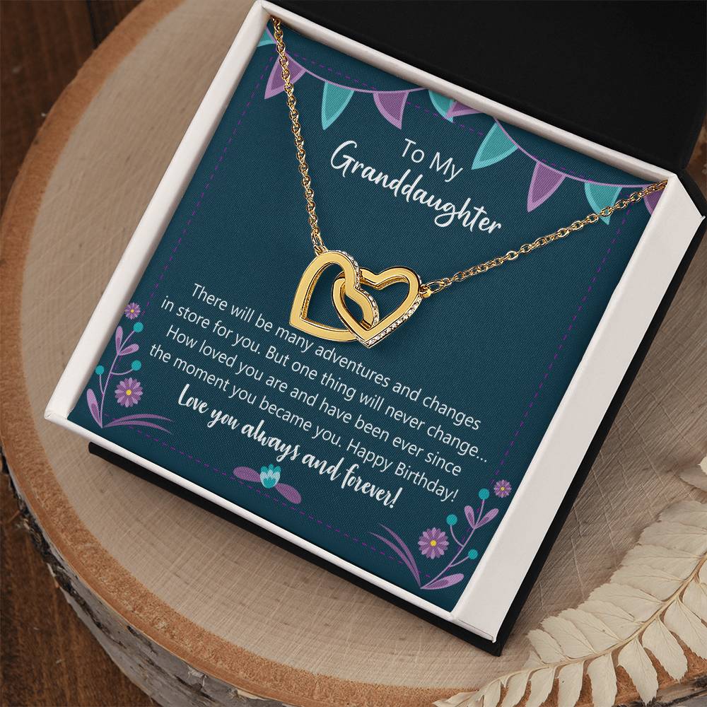 Happy Birthday My Granddaughter Interlocking Hearts Necklace