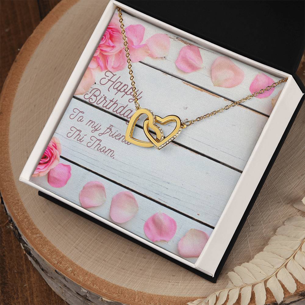 Happy Birthday To My Friend Interlocking Hearts Necklace