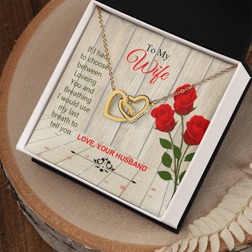 To My Wife Interlocked Beautiful Necklace Gift For Wife Love Your Husband. Interlocking Hearts Necklace