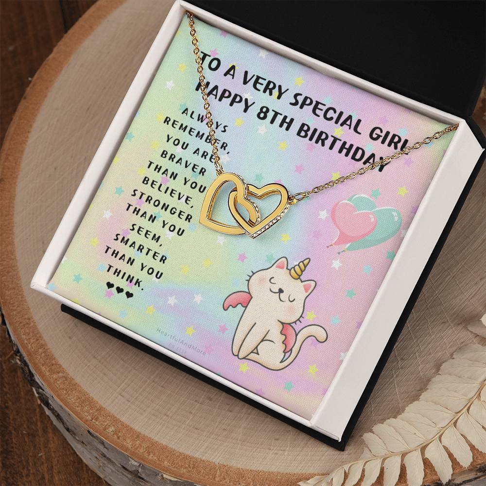 8Th Birthday Gift 8Th Birthday Necklace Gift Happy 8Th Birthday Gift Gift For 8 Year Birthday Girl Interlocking Hearts Necklace