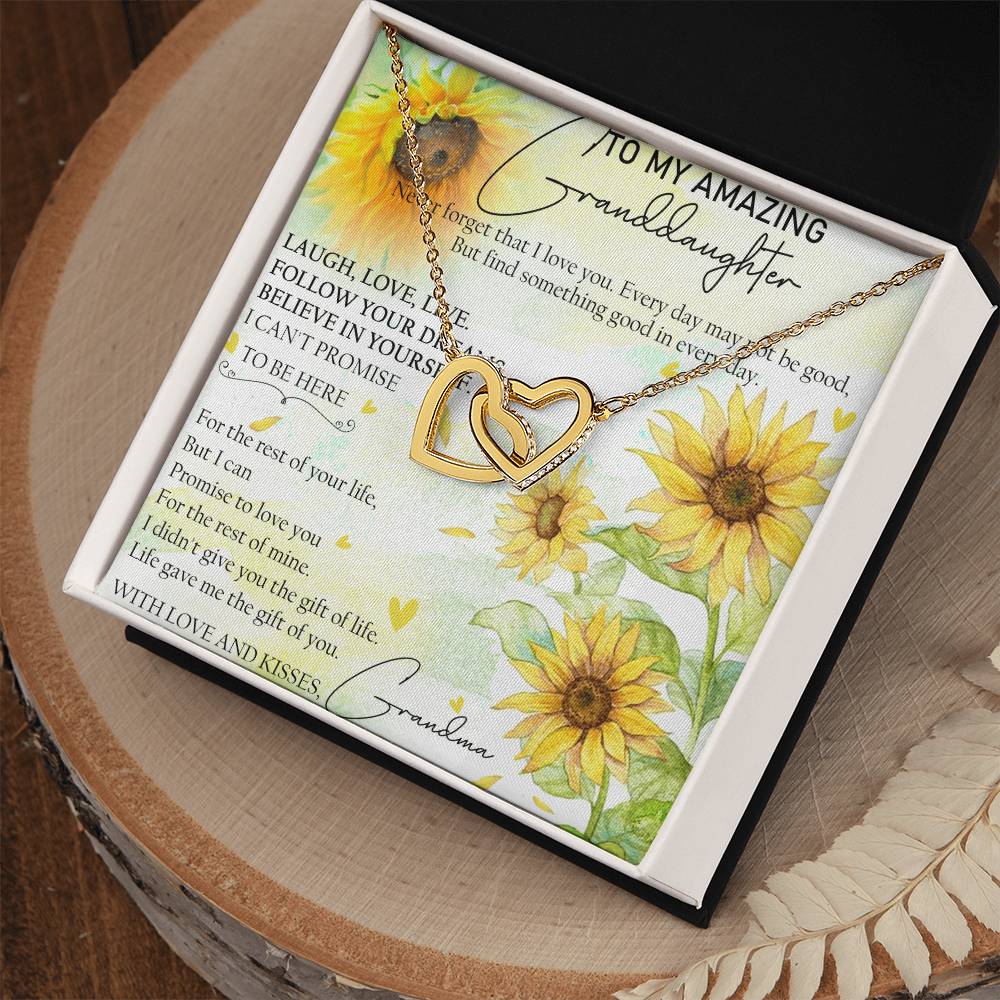 To My Amazing Granddaughter Interlocking Hearts Necklace Message Card