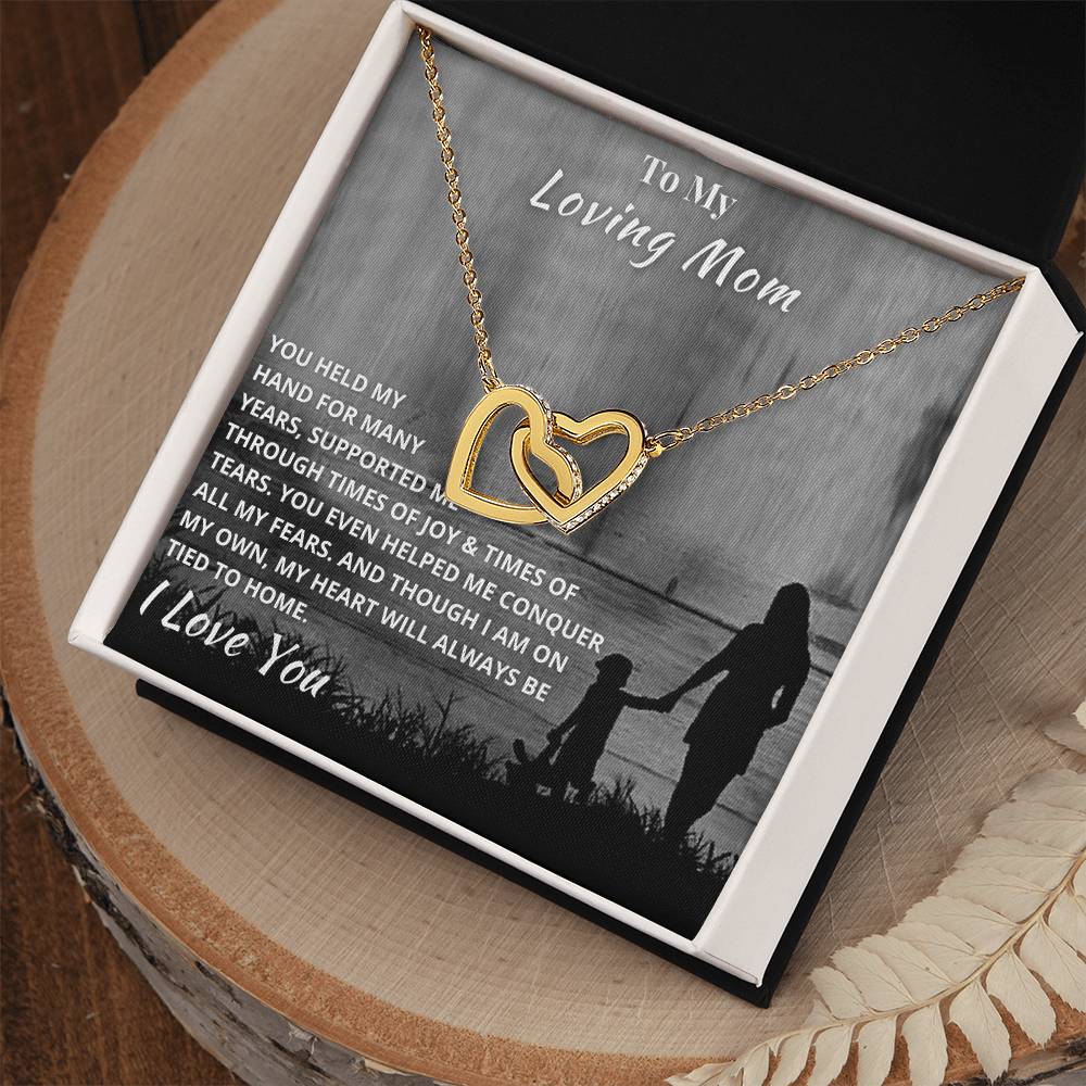 To My Mom - Hold My Hand Forever - Necklace Interlocking Hearts Necklace