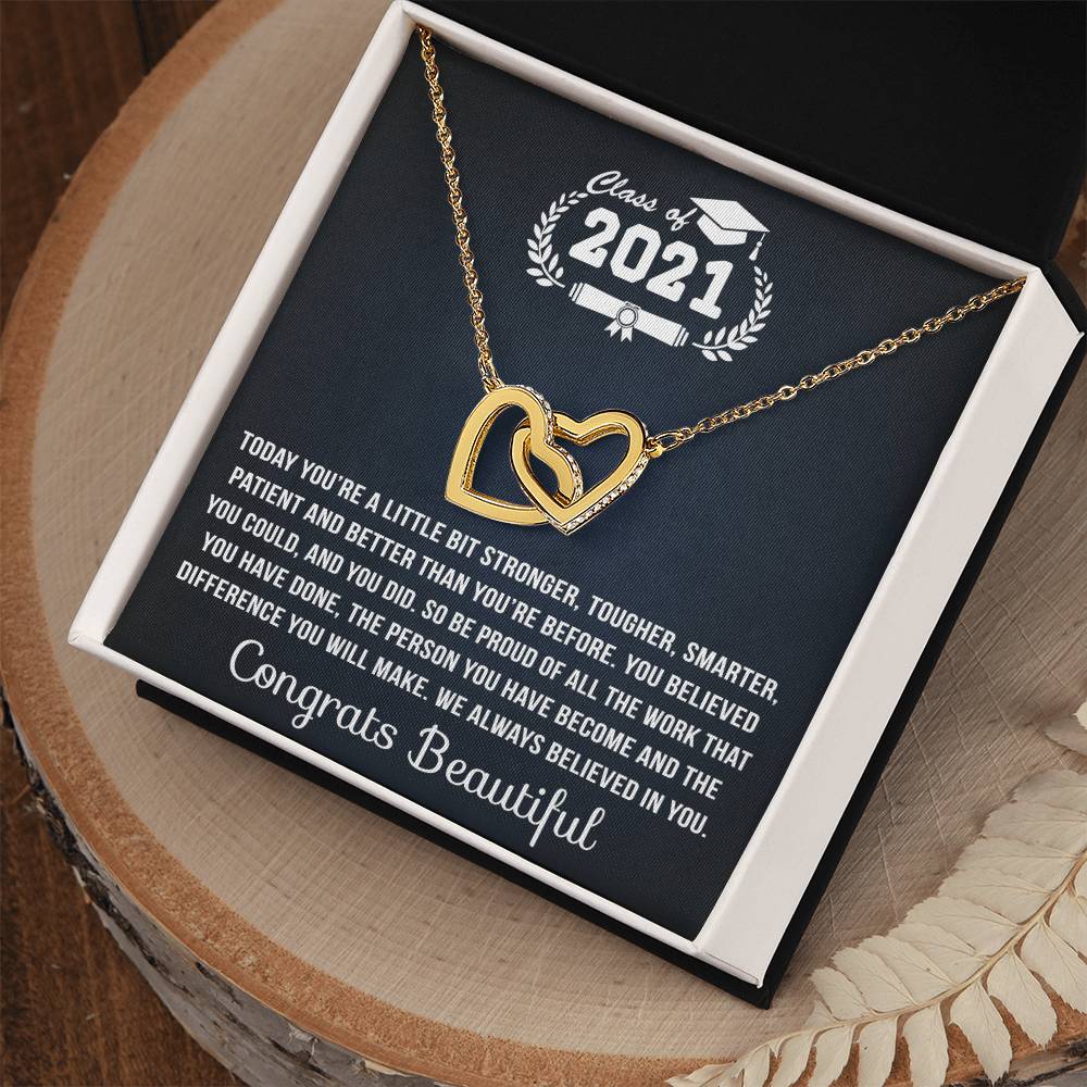 You Are Stronger Interlocking Hearts Necklace
