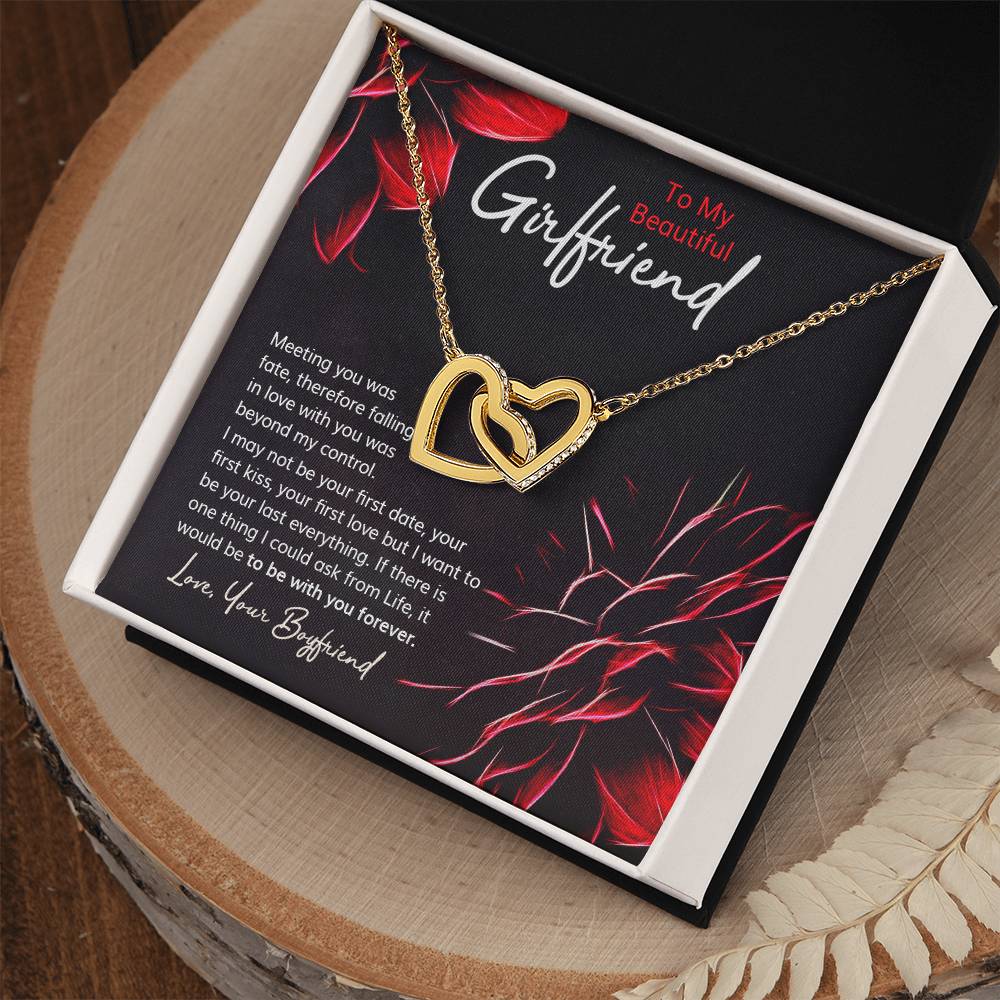Romantic Necklace Gift With Custom Message Card Interlocking Hearts Necklace