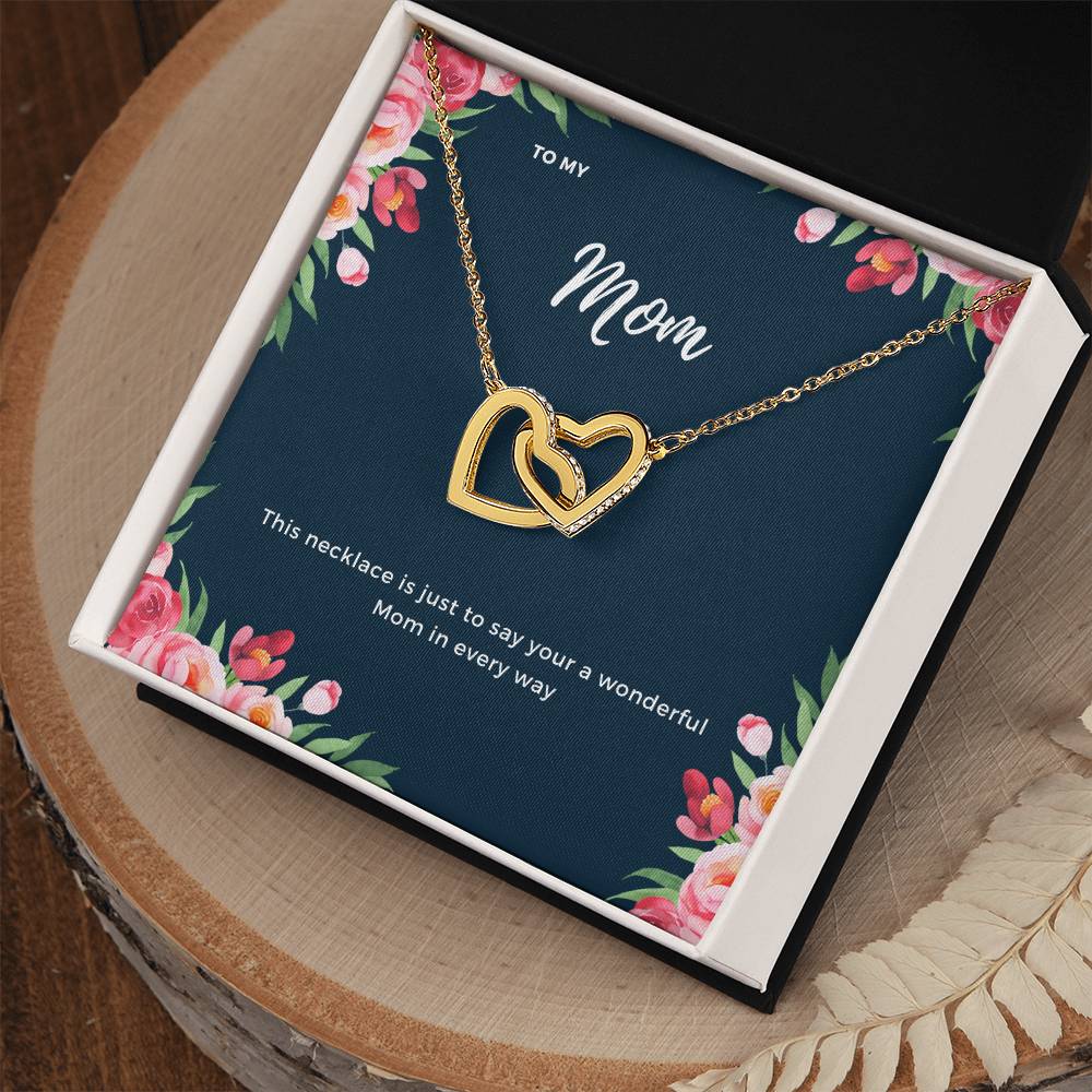 To My Mom Interlocking Necklace Floral Interlocking Hearts Necklace