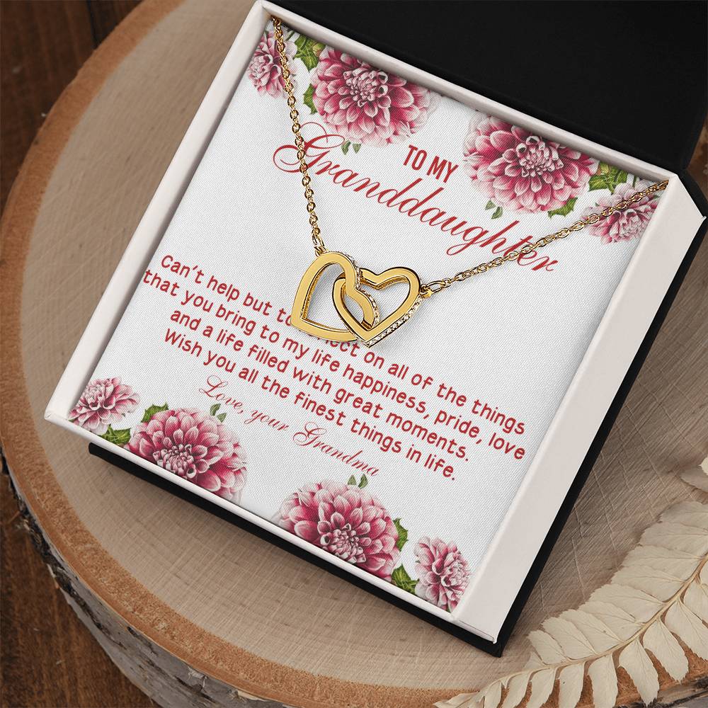 Wish You All The Finest Things In Life - Best Gift For Granddaughter Interlocking Hearts Necklace