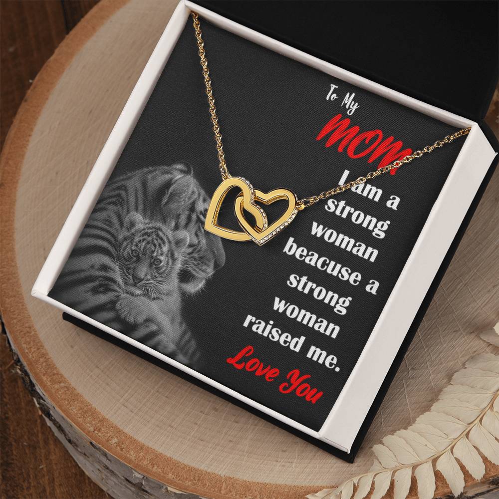 To My Mom Strong Woman Love You Always Interlocking Hearts Necklace