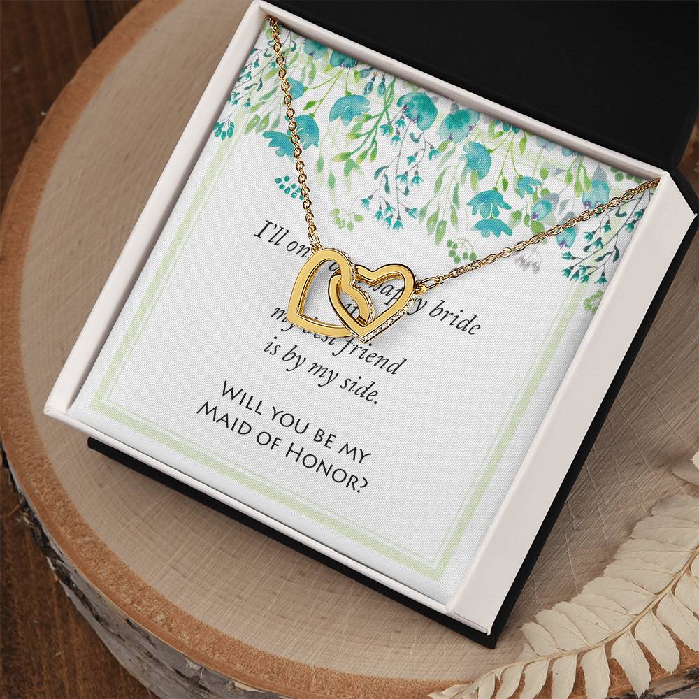 Will You Be My Maid Of Honor Bridal Wedding Jewelry Interlocking Hearts Necklace