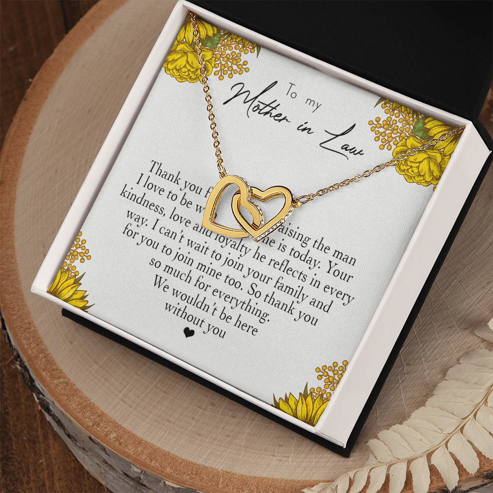 To My Mother In Law Thank You For Raising The Man I Love Heart Necklace Interlocking Hearts Necklace