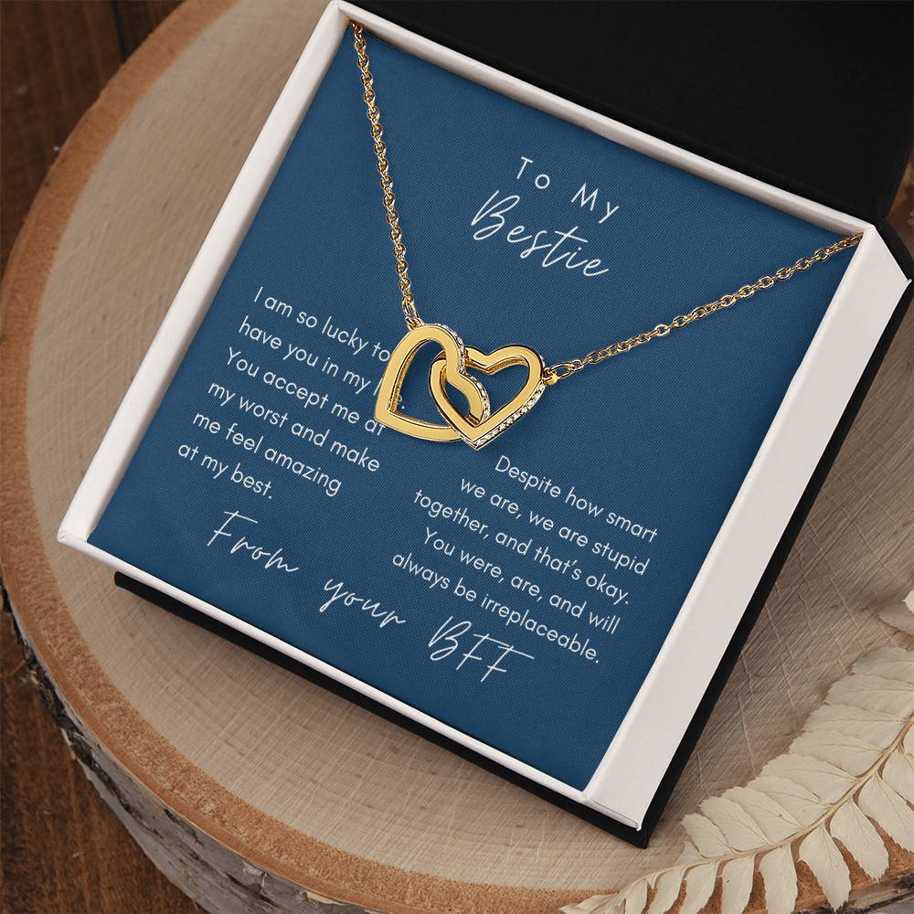 Lucky To Have Friend Necklace Interlocking Hearts Necklace