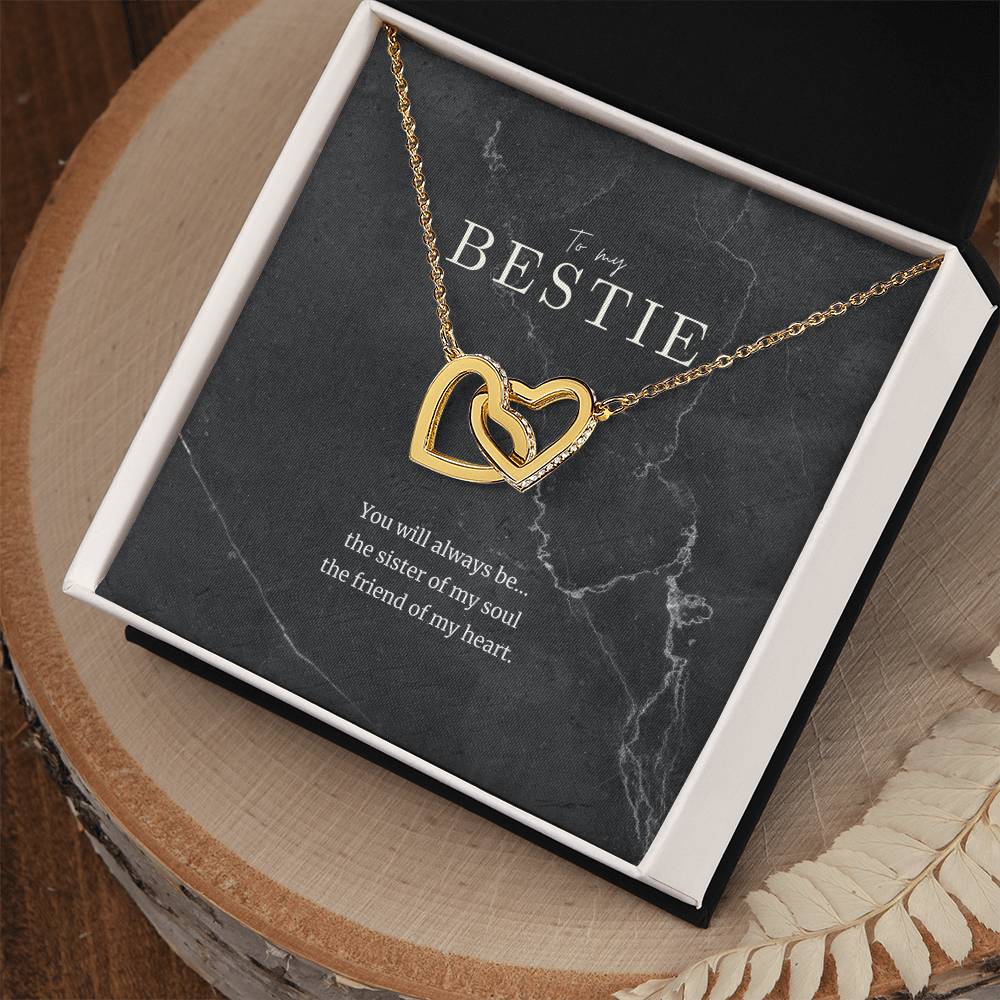 To My Bestie Interlocked Heart Necklace Interlocking Hearts Necklace