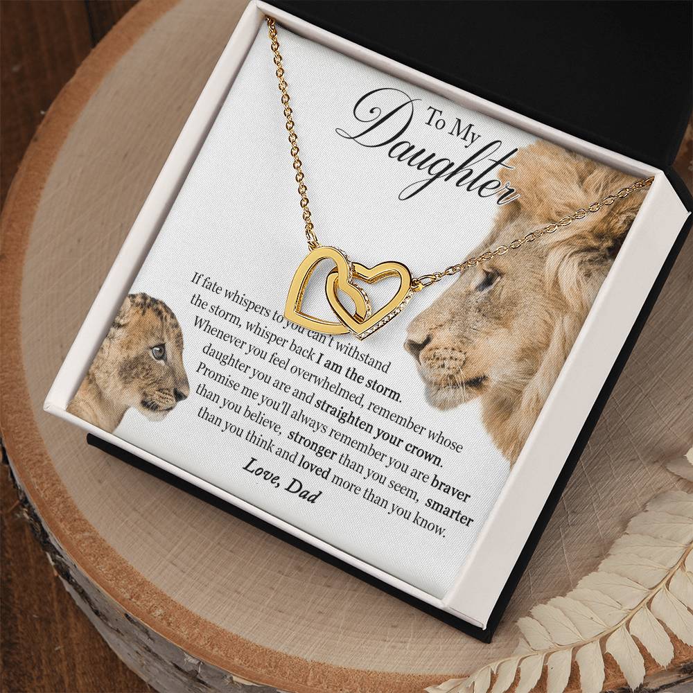 To My Daughter - Always Remember That I Love You Interlocking Hearts Necklace