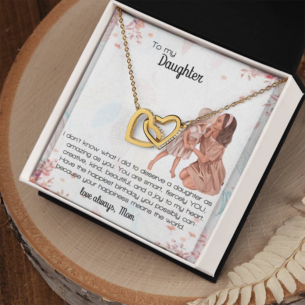 Daughter Gift Interlocking Hearts Necklace Love Always Mom