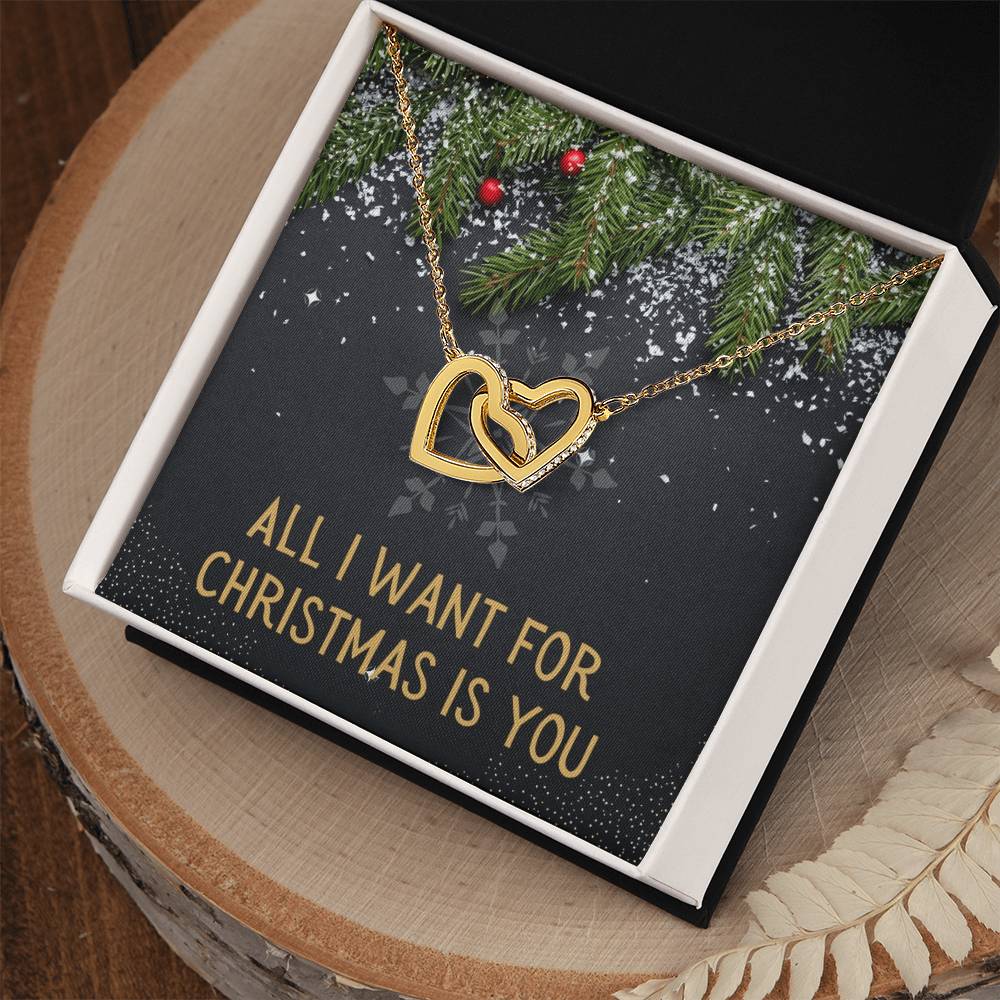 All I Want For Christmas - Heart Necklace Interlocking Hearts Necklace