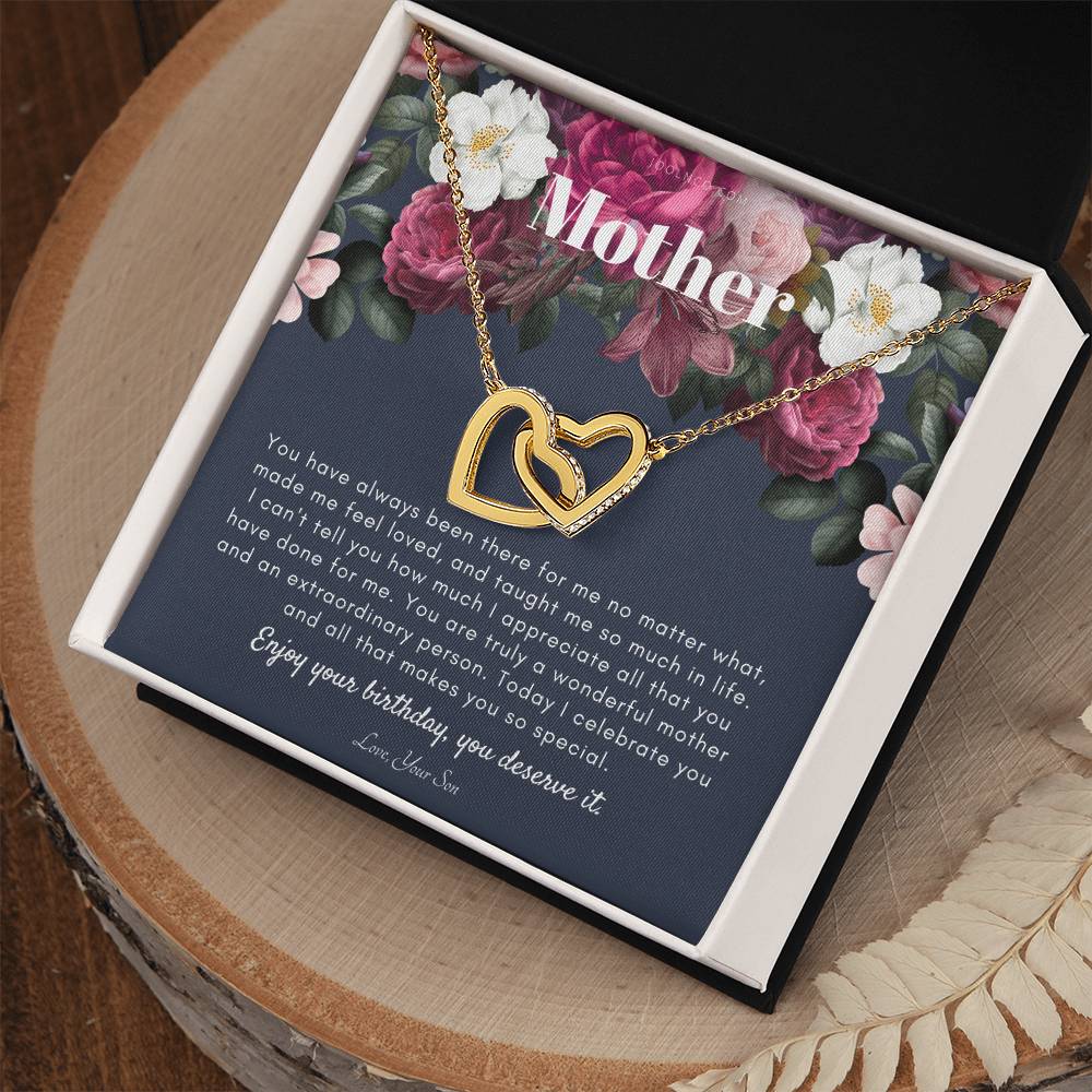 Mother'S Birthday Gift Necklace For Mom'S Birthday Elegant Gift For Mom From Son Best Mom Gift Message Card Interlocking Hearts Necklace