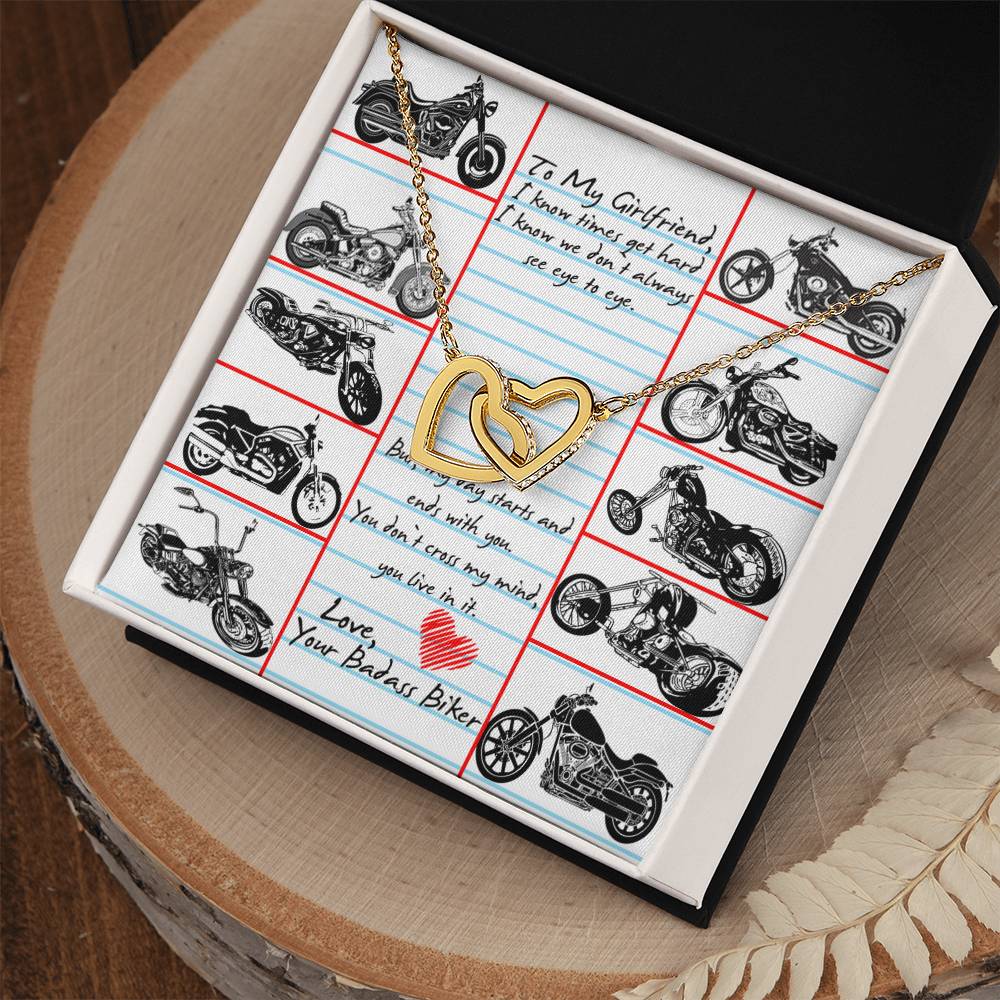 To My Girlfriend Interlocking Hearts Necklace