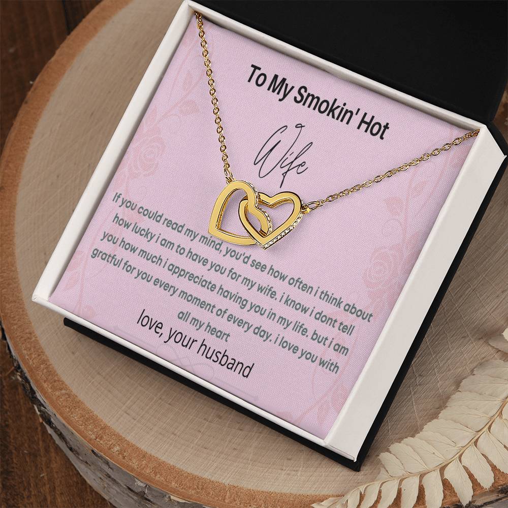 To My Hot Wife Interlocking Hearts Necklace
