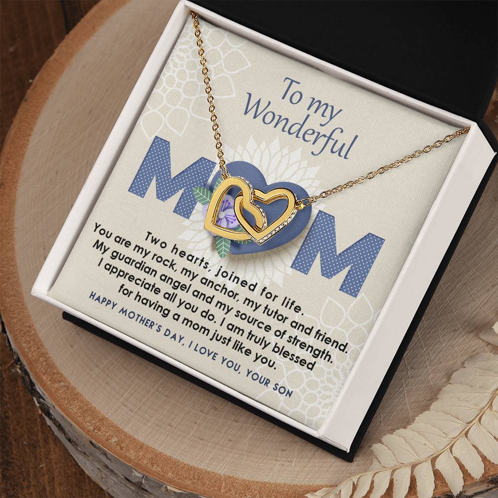 Mother And Son Interlocking Hearts Necklace - Joined For Life
