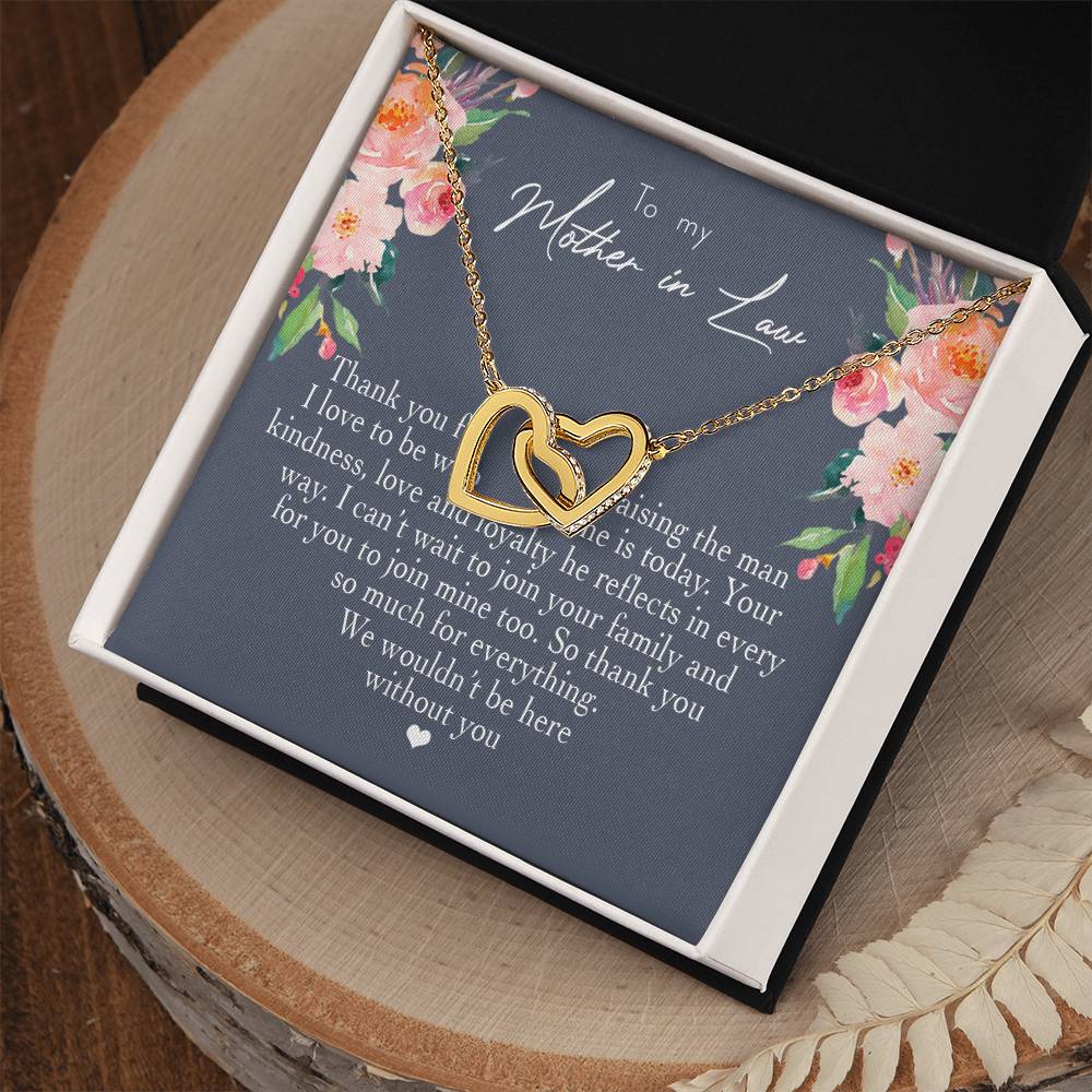 To My Mother In Law Thank You For Raising The Man I Love Heart Necklace Interlocking Hearts Necklace