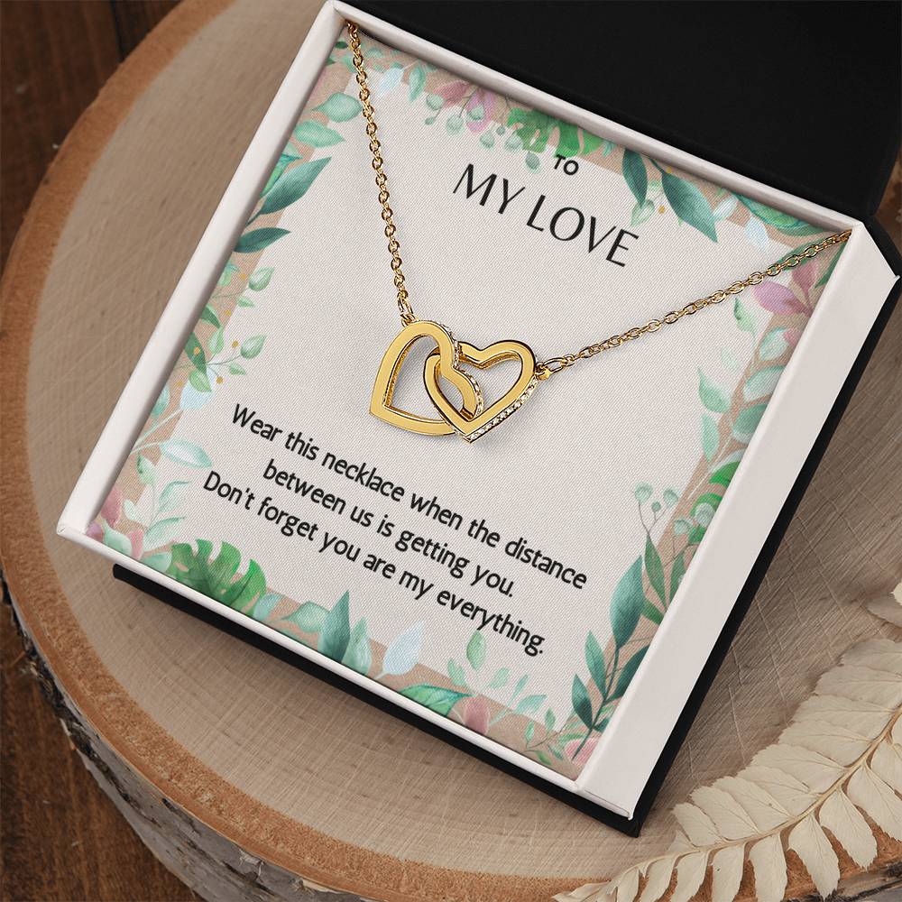 To My Love The Distance Between Us - Connected Hearts Necklace Interlocking Hearts Necklace
