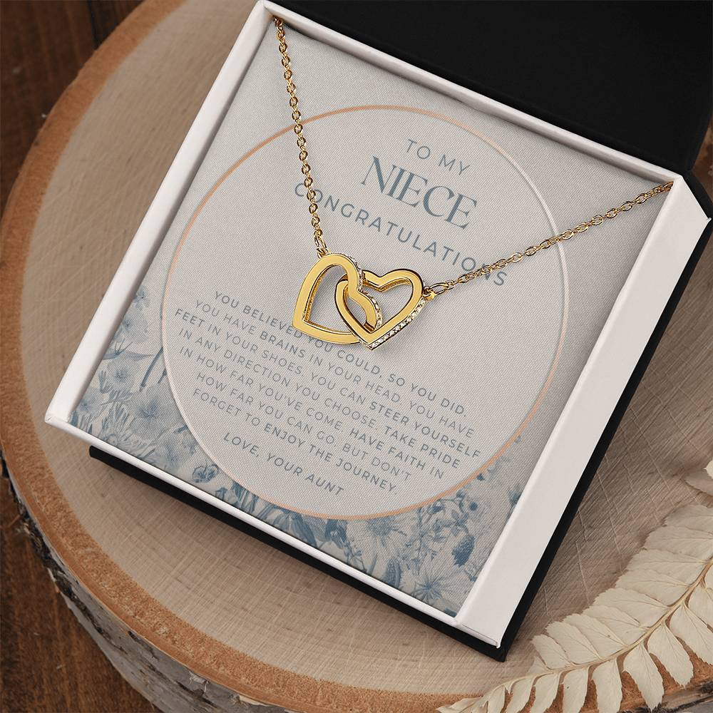 To My Niece Live Your Dreams Necklace Gift For Niece From Aunt Niece Birthday Graduation Christmas Present Interlocking Hearts Necklace