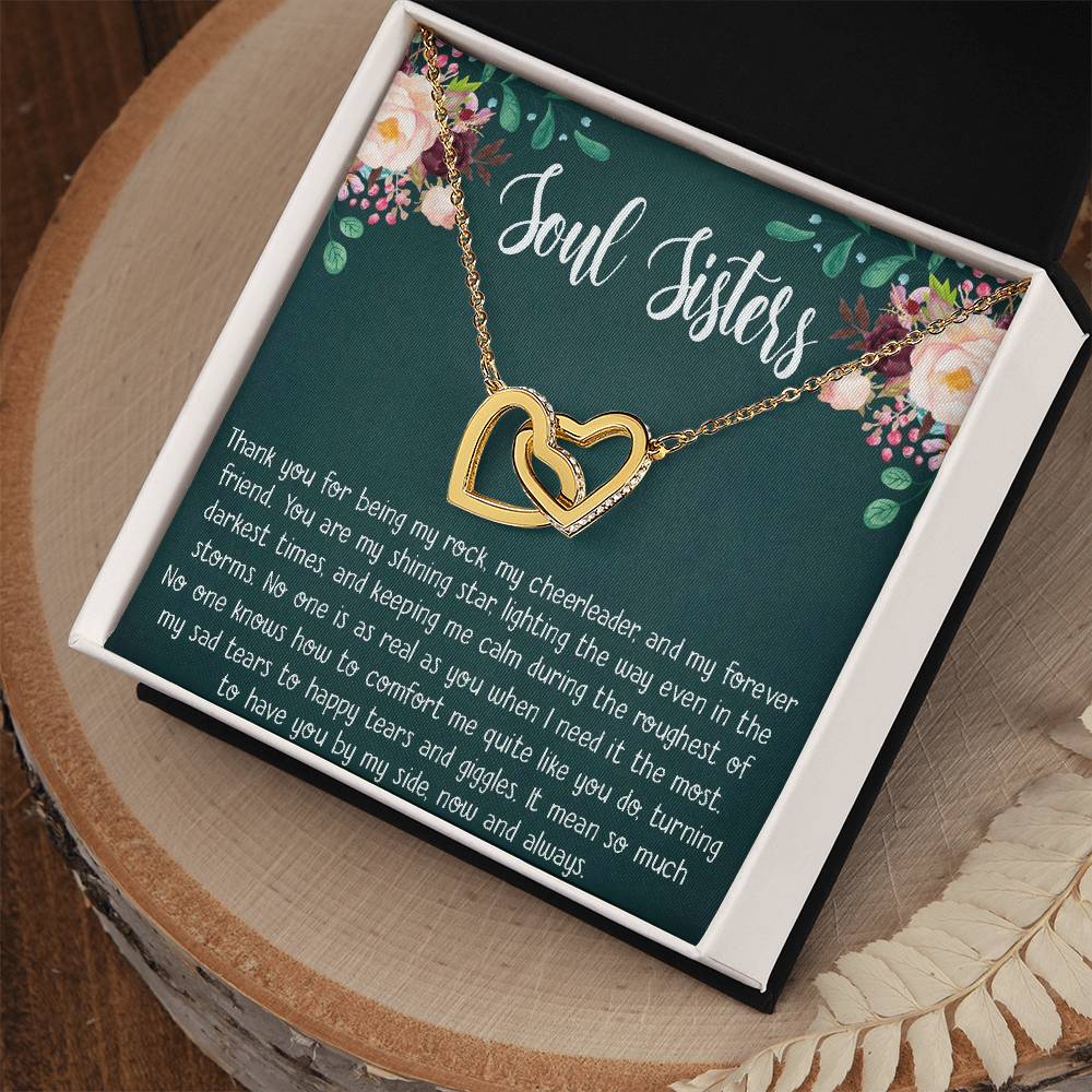 Soul Sisters Necklace Gift Bff Necklace Best Friend Gift Jewelry Long Distance Quotes Friends Forever Interlocking Hearts Necklace