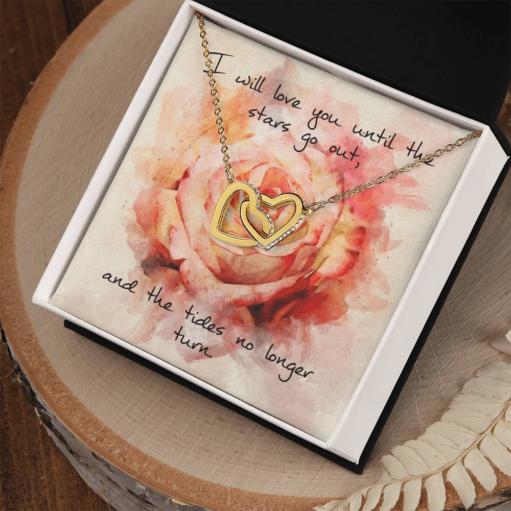 Interlocking Hearts Necklace – Pink Rose Message Card