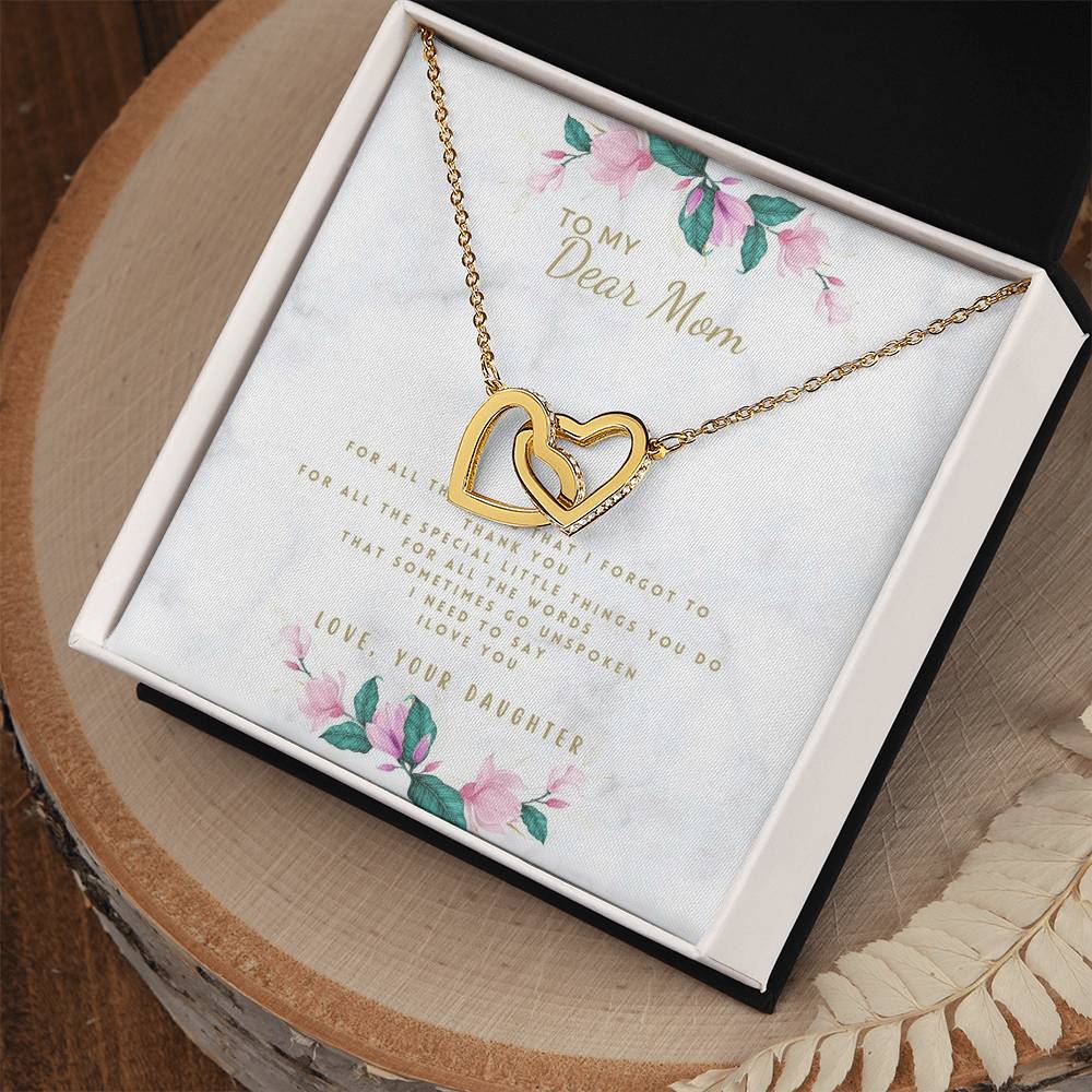 Daughter To Mom For Mom 2022 Mother'S Day Birthday Wedding Christmas Gifts Interlocking Hearts Necklace