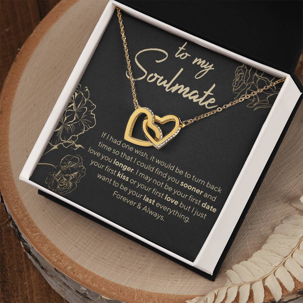 To My Soulmate - I Love You Forever And Always Interlocking Hearts Necklace