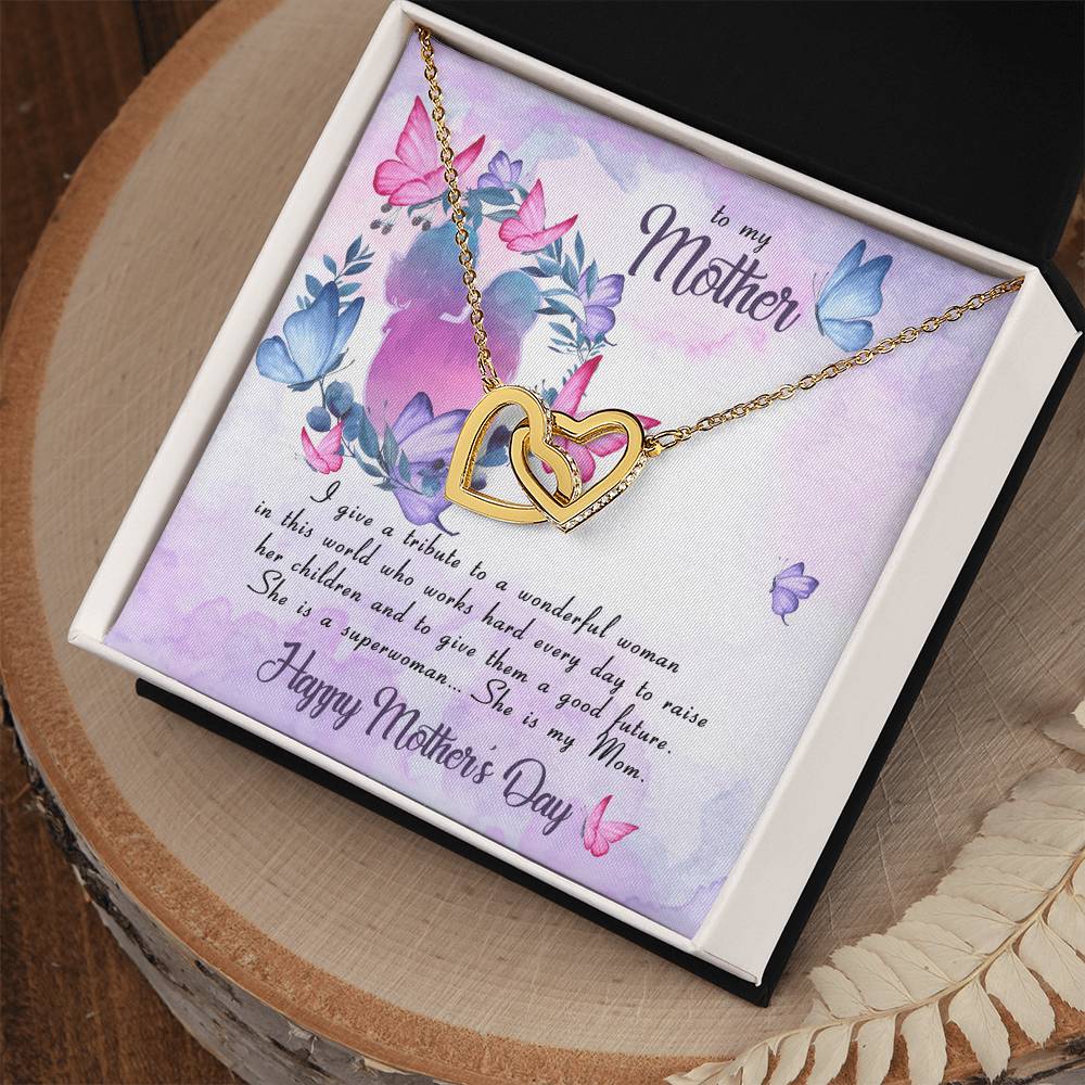 Mothers Day Gift - Mothers Day Gift From Daughter - Gift For Mom Mother'S Day Necklace With Card - Mothers Day Jewelry Mothers Day Card Interlocking Hearts Necklace