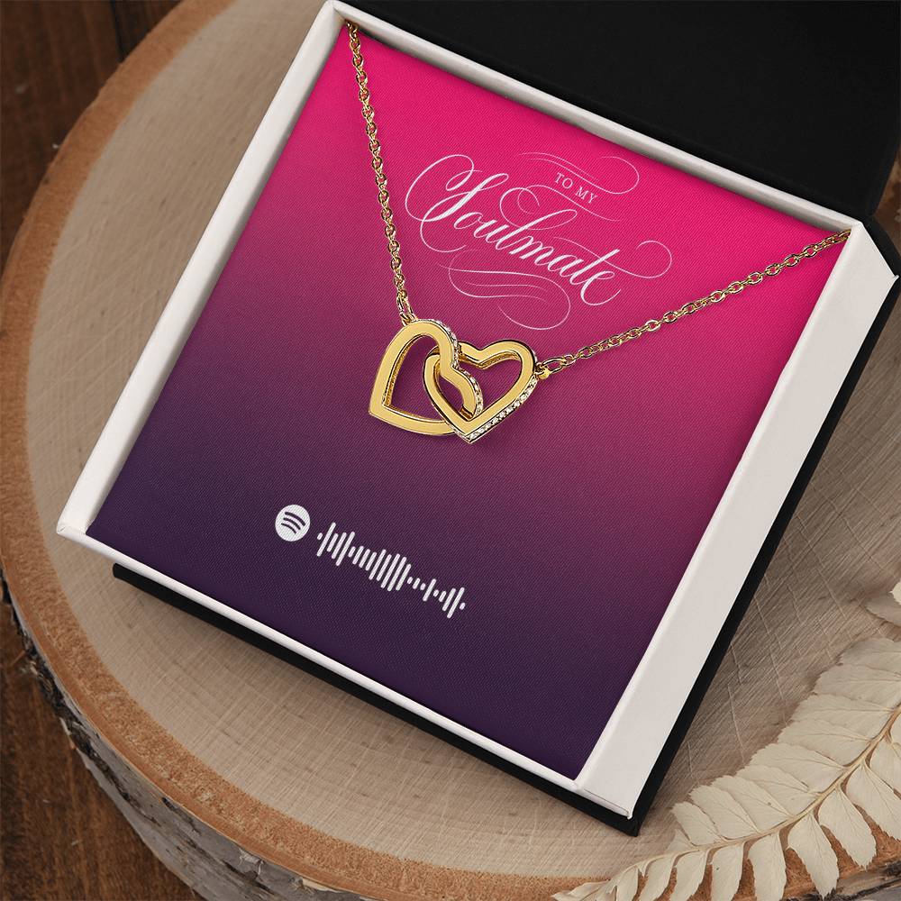 Soulmate Personalized Spotify Code Necklace - Kpop Fan Gift - Unique Valentines Day Gift For Her Interlocking Hearts Necklace