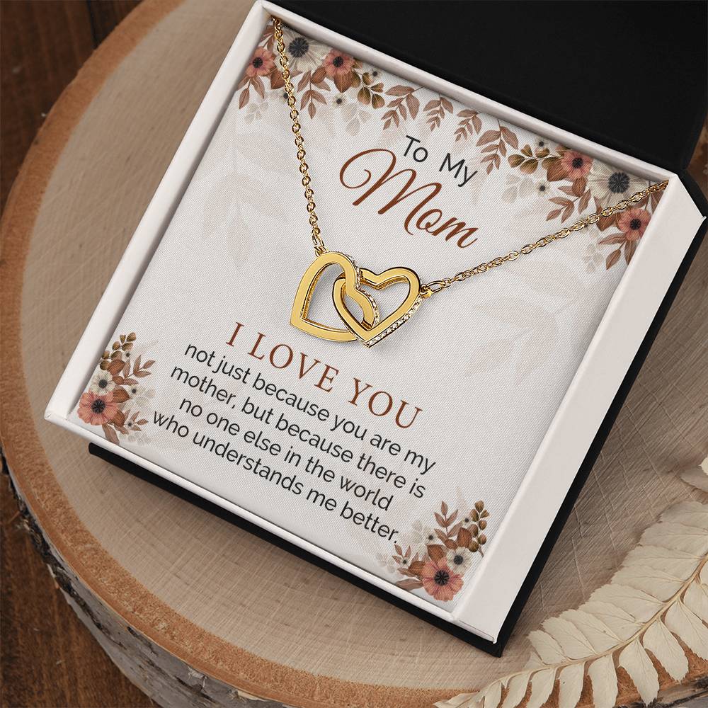 Gifts For Mom From Daughter Interlocking Hearts Necklace