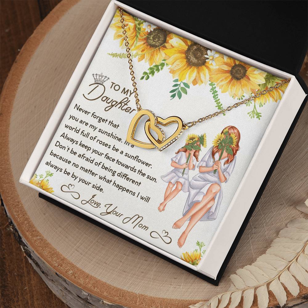 To My Daughter - Unique Interlocking Hearts Binding Necklace Gift Set Interlocking Hearts Necklace